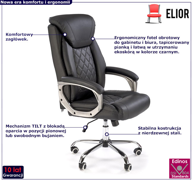 obrotowy czarny fotel Nestino