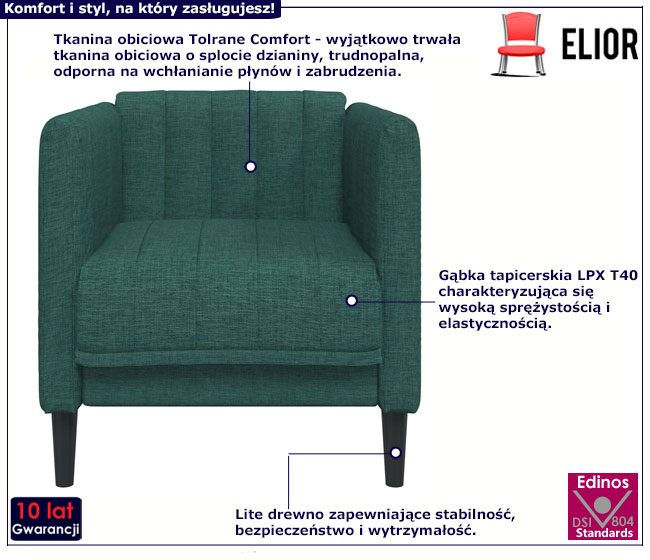 Ciemnozielony fotel Diosa