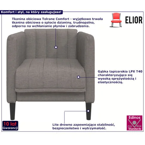 Tapicerowany fotel Tufil kolor taupe