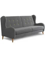 Szara rozkładana sofa w stylu retro z pojemnikiem - Berloni w sklepie Edinos.pl