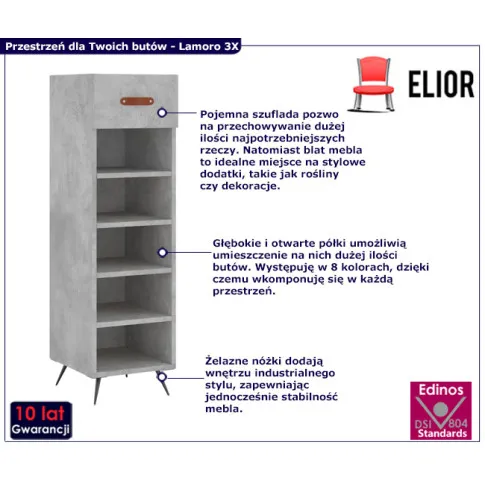 szafkana obuwie Lamoro 3X szarosc betonu