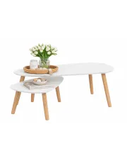 Komplet 2 owalnych stolików z białym blatem - Aaron w sklepie Edinos.pl