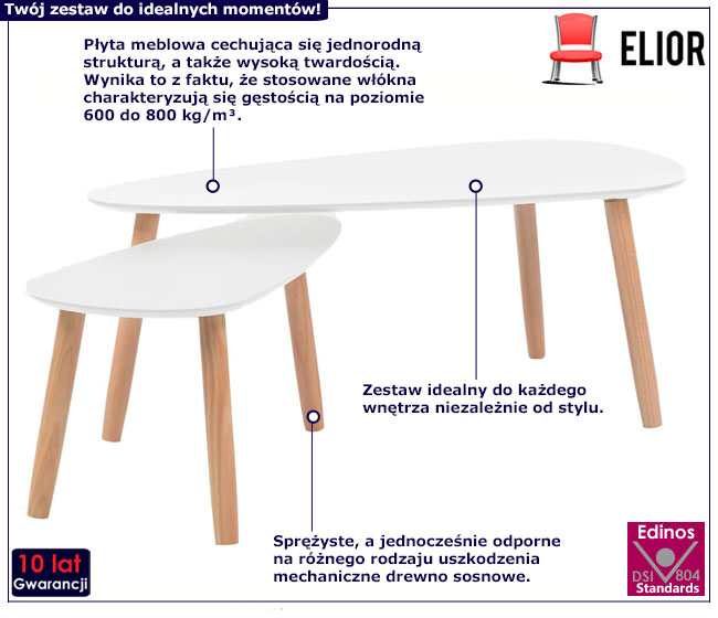 Zestaw 2 stolików kawowych Aaron bialy
