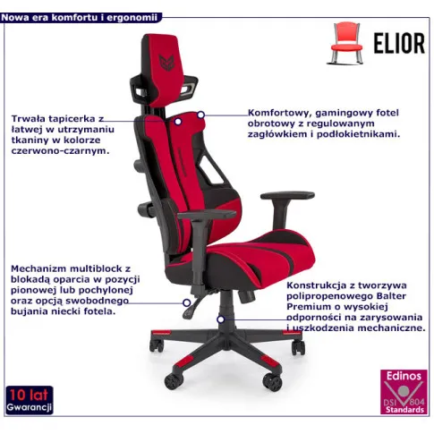 czerwono czarny fotel komputerowy Milaro