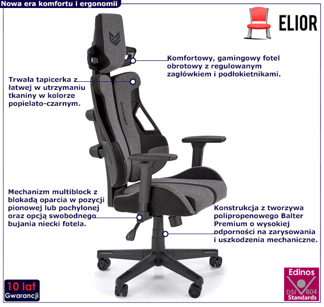 obrotowy popielato-czarny fotel Nasturcix