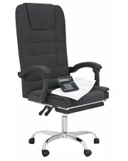 Czarne rozkładane krzesło biurowe z podnóżkiem masujące - Pexo w sklepie Edinos.pl