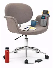 Brązowoszare obrotowe krzesło do biurka - Velio w sklepie Edinos.pl