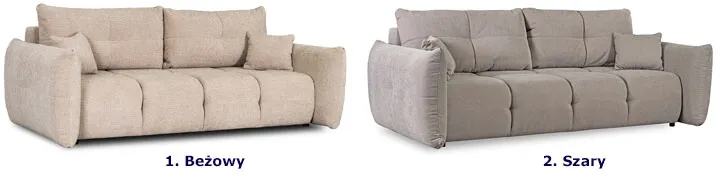 Beżowa rozkładana sofa z pojemnikiem na pościel Netta