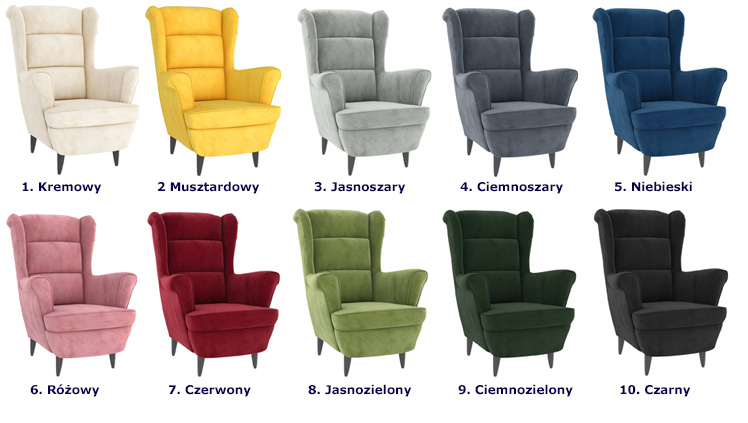 Dostępne kolory fotela pikowanego Risten