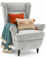 Jasnoszary tapicerowany welurem fotel - Risten w sklepie Edinos.pl