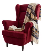 Czerwony welurowy fotel wypoczynkowy - Risten w sklepie Edinos.pl