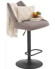 Popielate krzesło barowe z podnóżkiem - Medis 3x w sklepie Edinos.pl