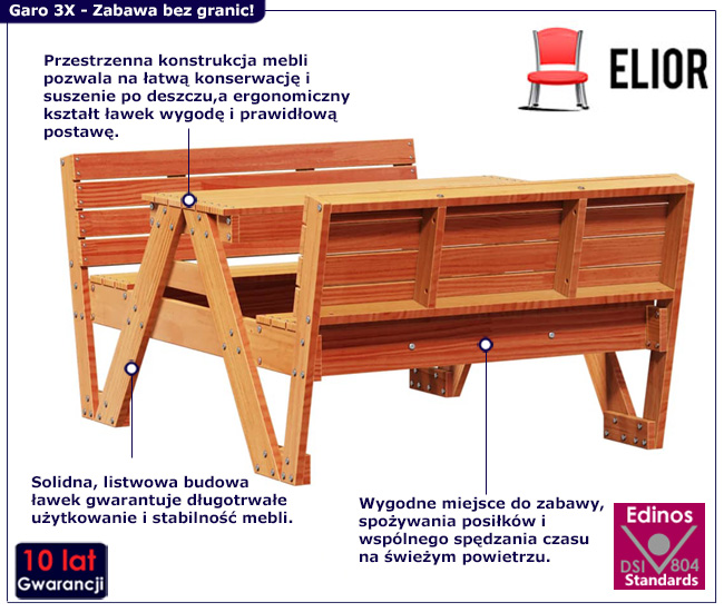 brązowy komplet mebli ogrodowych garo 3X 