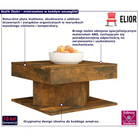 Kwadratowy stolik Ibotri kolor przydymiony dąb