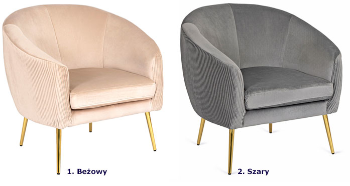 Szary fotel wypoczynkowy kubełkowy glamour Gavina
