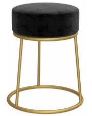 Aksamitny czarny taboret do kuchni metalowy glamour - Landix 3X w sklepie Edinos.pl