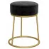 Aksamitny czarny taboret metalowy glamour - Landix 3X