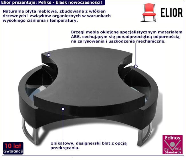 Stolik kawowy Trenza czarny połysk