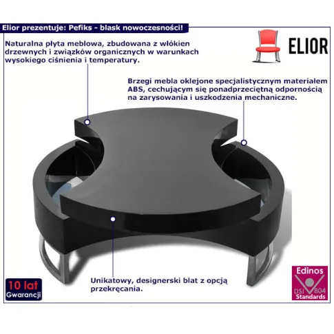 Nowoczesny stolik Pefiks kolor czarny połysk
