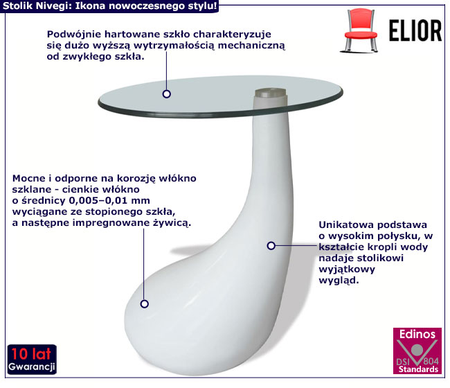 Stolik kawowy Nivegi biały połysk