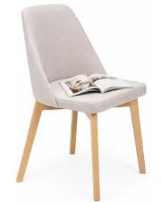 Jasnobeżowe krzesło tapicerowane nowoczesne - Fima 8X w sklepie Edinos.pl