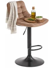 Beżowy welwetowy hoker kuchenny z regulacją wysokości - Justix w sklepie Edinos.pl