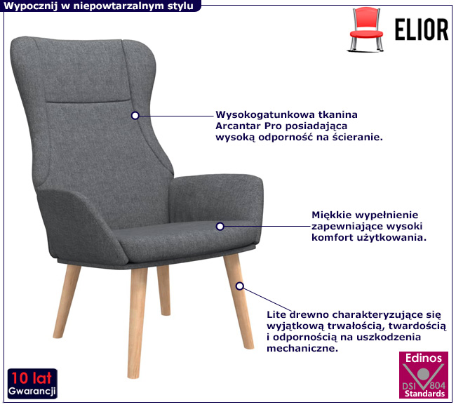 Jasnoszary fotel wypoczynkowy Derpix