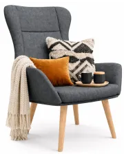 Ciemnoszary tapicerowany fotel wypoczynkowy - Twister w sklepie Edinos.pl