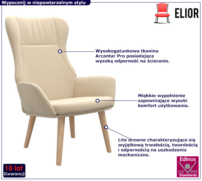 Kremowy fotel wypoczynkowy Derpix