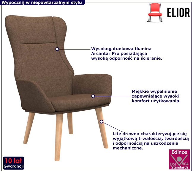 Brązowy fotel wypoczynkowy Mebio