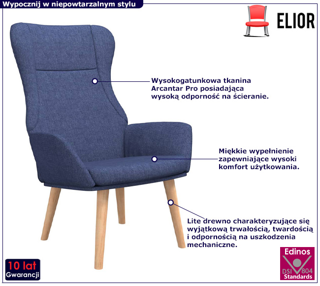 Niebieski fotel wypoczynkowy Derpix