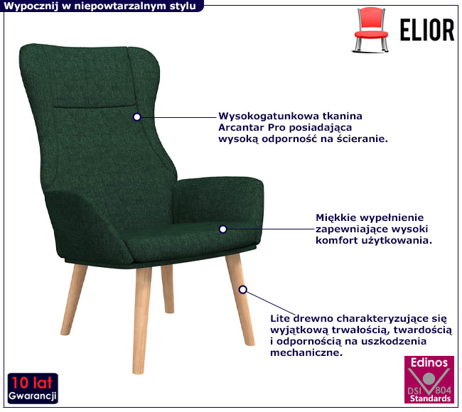 Ciemnozielony fotel wypoczynkowy Derpix