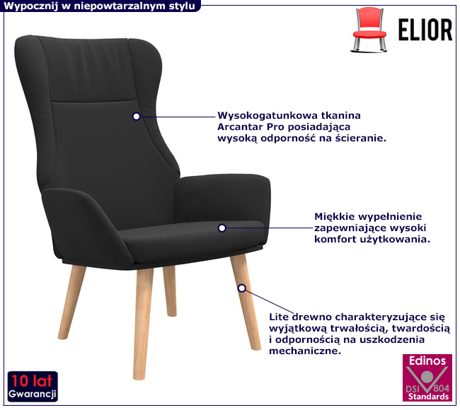 Czarny fotel wypoczynkowy Derpix