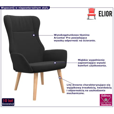 Czarny skandynawski fotel Derpox