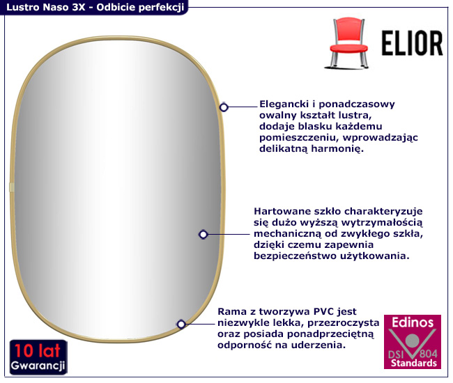 Lustro scienne złote wiszące Kogo 3X złote