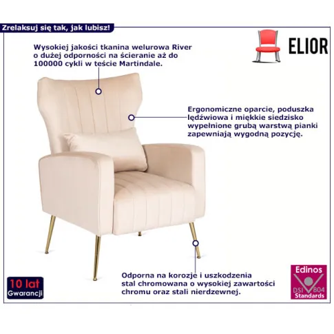 Fotel wypoczynkowy glamour Arit