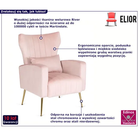 Wypoczynkowy fotel uszak glamour Arit