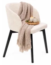 Beżowe pluszowe krzesło kubełkowe - Bentrix 6X w sklepie Edinos.pl