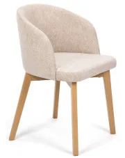 Kremowe drewniane krzesło tapicerowane do salonu welurem dąb artisan - Crogia 7X w sklepie Edinos.pl
