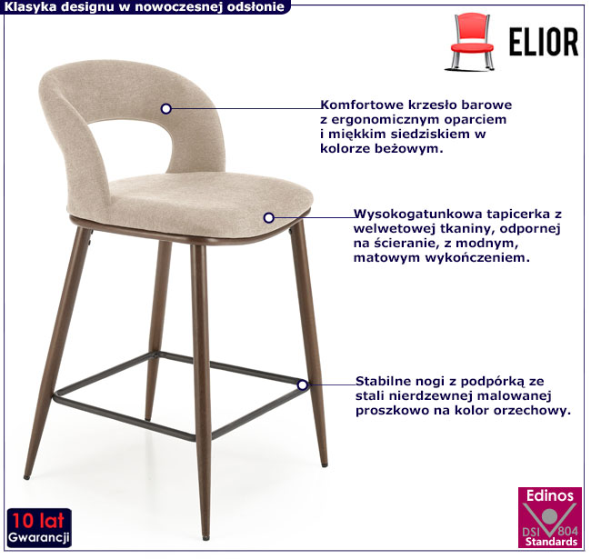 beżowe krzesło barowe Bleros