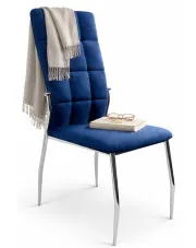 Granatowe pikowane krzesło do salonu - Ninila w sklepie Edinos.pl