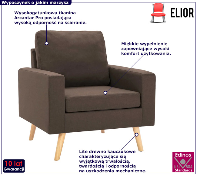 Brązowy tapicerowany fotel Nosa