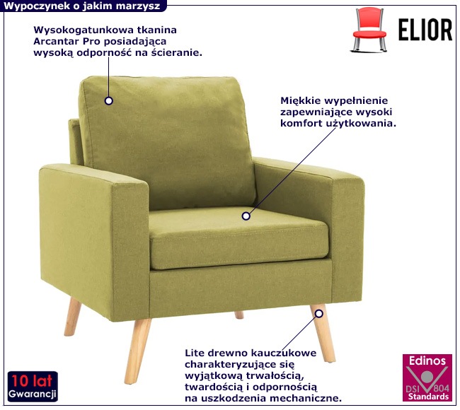 Zielony tapicerowany fotel Nosa