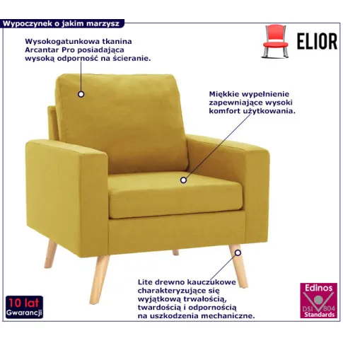 Musztardowy fotel wypoczynkowy Meriozi