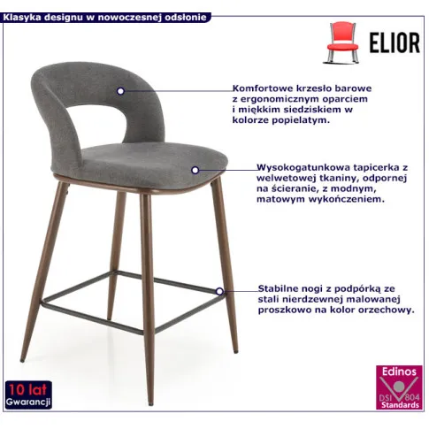 popielaty hoker z oparciem Morix 