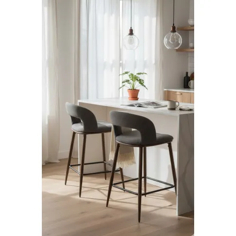 Popielaty welwetowy hoker z oparciem   Bleros