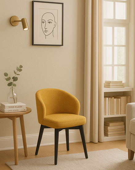 Żółte kubełkowe krzesło do salonu Faro 5x