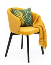 Żółte drewniane krzesło stołowe kubełkowe - Faro 5X w sklepie Edinos.pl