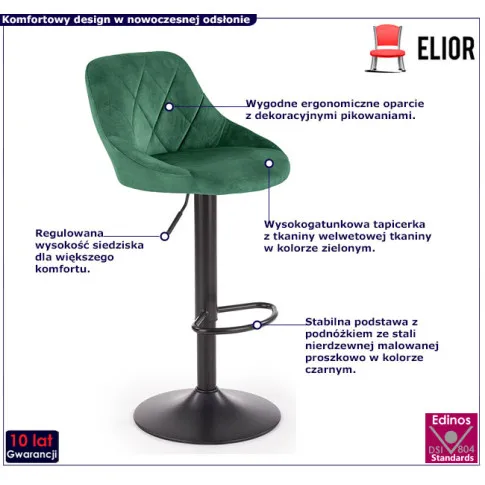 zielony hoker z regulacją wysokości Moran 