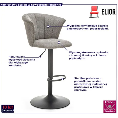 popielaty hoker z regulacją wysokości Folen 